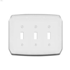 White Plastic Triple Toggle Wallplate