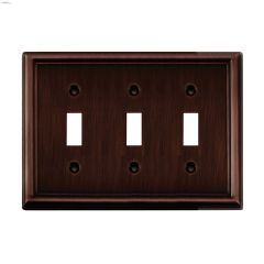 Dark Oil Rubbed Bronze Metal Triple Toggle Wallplate
