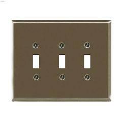 Satin Nickel Metal Triple Toggle Wallplate