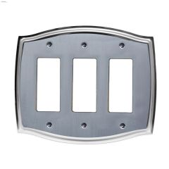 Chrome Etched Steel Triple Rocker Wallplate