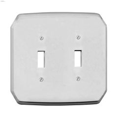 White Plastic Double Toggle Wallplate