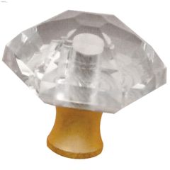 1.22\" Crysacrylic Polished Brass Crystal Palace Door Knob