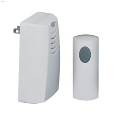 White Plug-In Wireless Door Chime & Push Button