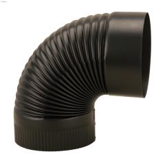 8" Black Matte Single Wall Corrugated Crimped Elbow