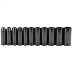 3\/8\" Drive Black Powder Coat 11 Piece Deep Impact Socket Set