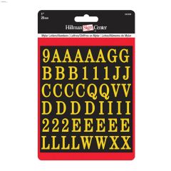 1\" x 3\/4\" Gold On Black Mylar Letters & Numbers Kit