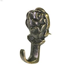 Antique Brass Rose Head Push Pin Hanger -3\/Pack