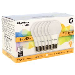 9 Watt A19 LED Bulb-6/Pack