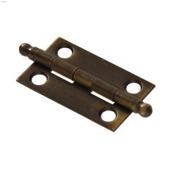 1-1\/2\" x 1-1\/4\" Antique Solid Brass Ball Tipped Hinge-2\/Pack