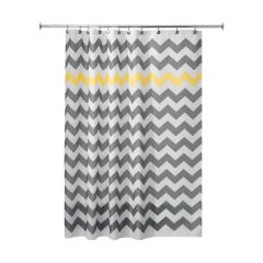72" x 72" Gray/Yellow Polyester Chevron Shower Curtain