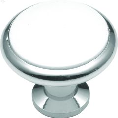1-3\/8\" White Porcelain With Chrome Eclipse Door Knob