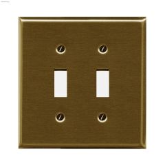 Antique Brass Metal Double Toggle Wallplate