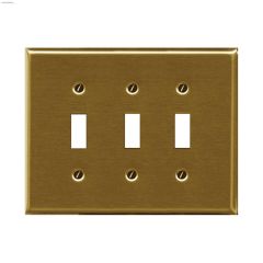 Brass Metal Triple Toggle Wallplate