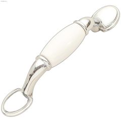 3" White Porcelain With Chrome Eclipse Door Pull