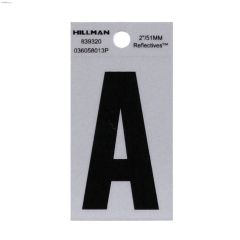 A - 2\" Black On Silver Mylar Reflective Letter