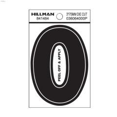 #0 - 3\" Black Vinyl Peel-Off Numbers