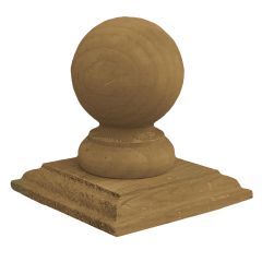 4" Brown Balltop Provincial Pressure Treated Post Cap W/Base