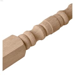 32\" x 1-1\/4\" x 1-1\/4\" Solid Oak Square Top Turned Baluster