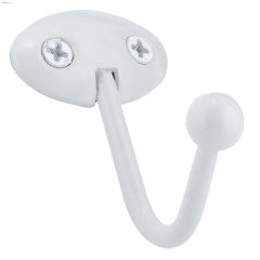 1-13\/16\" White Single Utility Hook-2\/Pack