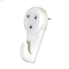 1\" Plastic White Nail-In Hardwall Hook-3\/Pack