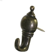 Antique Brass Colonial Push Pin Hanger-3\/Pack