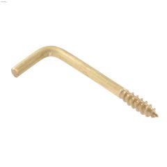 0.106\" x 1-3\/8\" Solid Brass Square Bend Hook-5\/Pack
