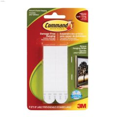 Command\u2122 Large x 0.1\" x 3.69\" x 3\/4\" White Hanging Strip