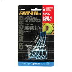 Light Duty 2\" Double Prong Straight Hook With Safety Tips