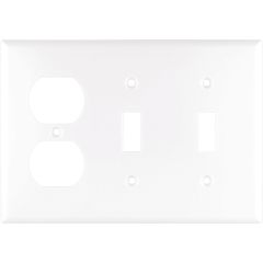 White (1) Duplex (2) Toggle Switch Combination Wallplate