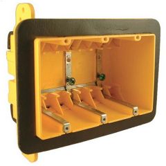 2-3\/4\" Yellow High-Strength Plastic Resin 3-Gang Device Box