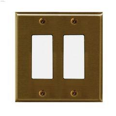 Antique Brass Metal Double Rocker Wall Plate