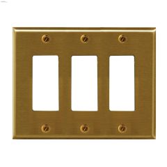 Bright Brass Metal Triple Rocker Wall Plate