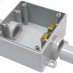 2\" x 2\" x 3\/4\" Gray PVC Double Gang FS Box