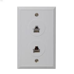 White Dual Phone CAT5\/CAT6 RJ45 Wall Plate