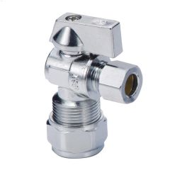 5\/8\" x 3\/8\" Compression Quarter Turn Angled Supply Stop