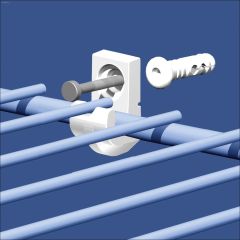 1\/2\" x 1-1\/2\" White Resin Wall Shelf Clip With Pin-48\/Pack