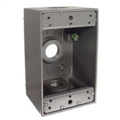 2\" Gray Die Cast Alum Single Gang 1\/2\" Outlet Box