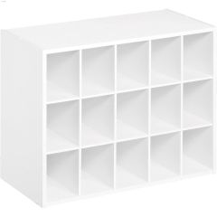 24.13\" x 11.63\" White Laminated wood 15-Cube Organizer