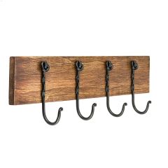 18\" Wrought Iron 4 Hook Rack