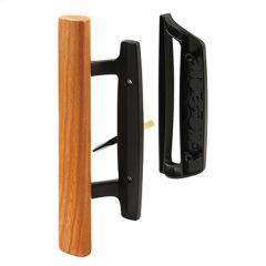 3-15\/16\" Black Painted\/Wood Patio Door Handle Set