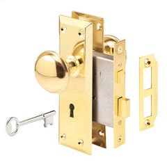 7\" Brass Plated Mortise Lock Set