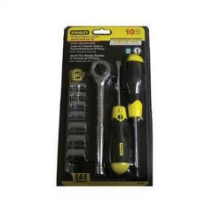 10-Piece 3\/8\" Drive SAE Ratchet Socket & Screwdriver Set