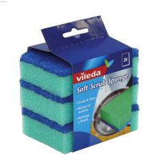 Blue & Green Soft Scrub Sponge-3\/Pack