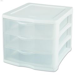 13-1\/2\" x 11\" x 9-5\/8\" White Frame Plastic 3 Drawer Unit