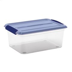 14 L Clear & Blue Plastic Storage Box