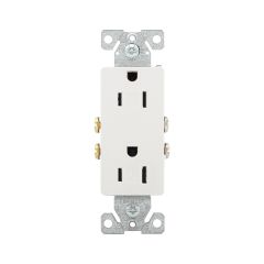White Decorator Duplex Receptacle 15A 2P\/3W