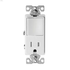 White Decorator Switch With Receptacle 15A 120\/277V 1P