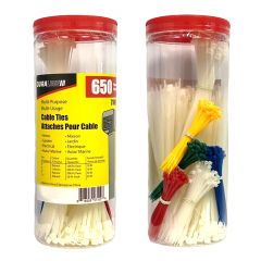 Assortiment d'attache-câble 6/6 en nylon noir - 650/paquet