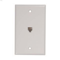 White Modular Phone Wall Plate With Jack