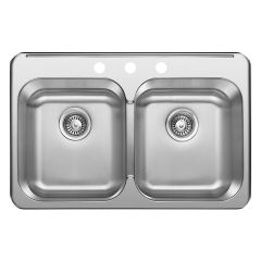 31-1/2" x 20-5/8" x 8" Equal Double Bowl Sink